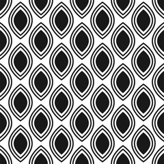 Black and white ornament seamless vector pattern. Monochrome geometric abstract repeat background.