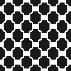 Black and white ornament seamless vector pattern. Monochrome geometric abstract repeat background.