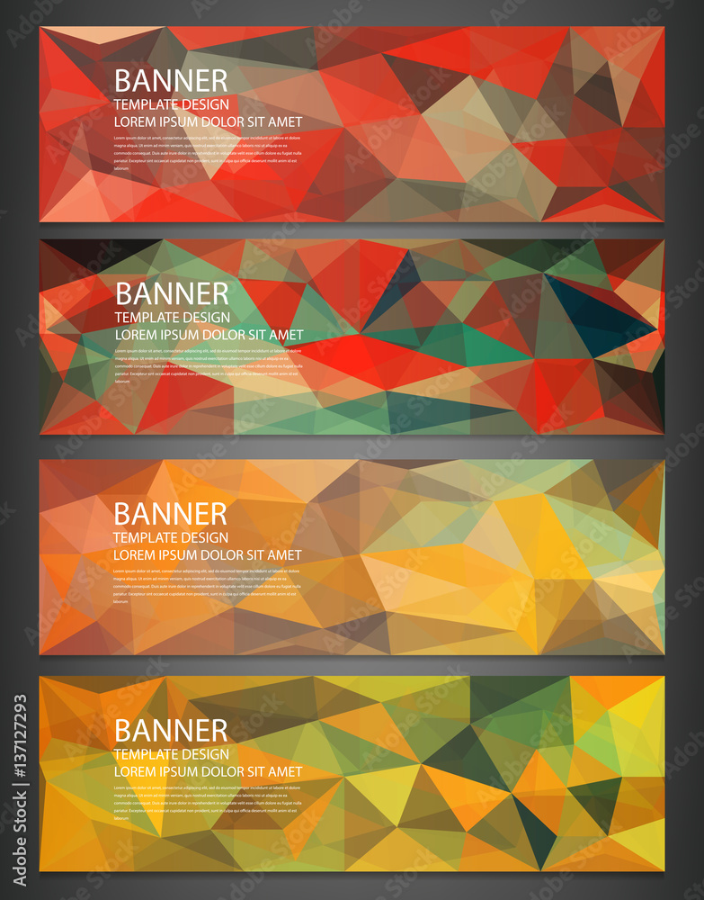 Canvas Prints polygonal banners with abstract multicolored mosaic background. vector