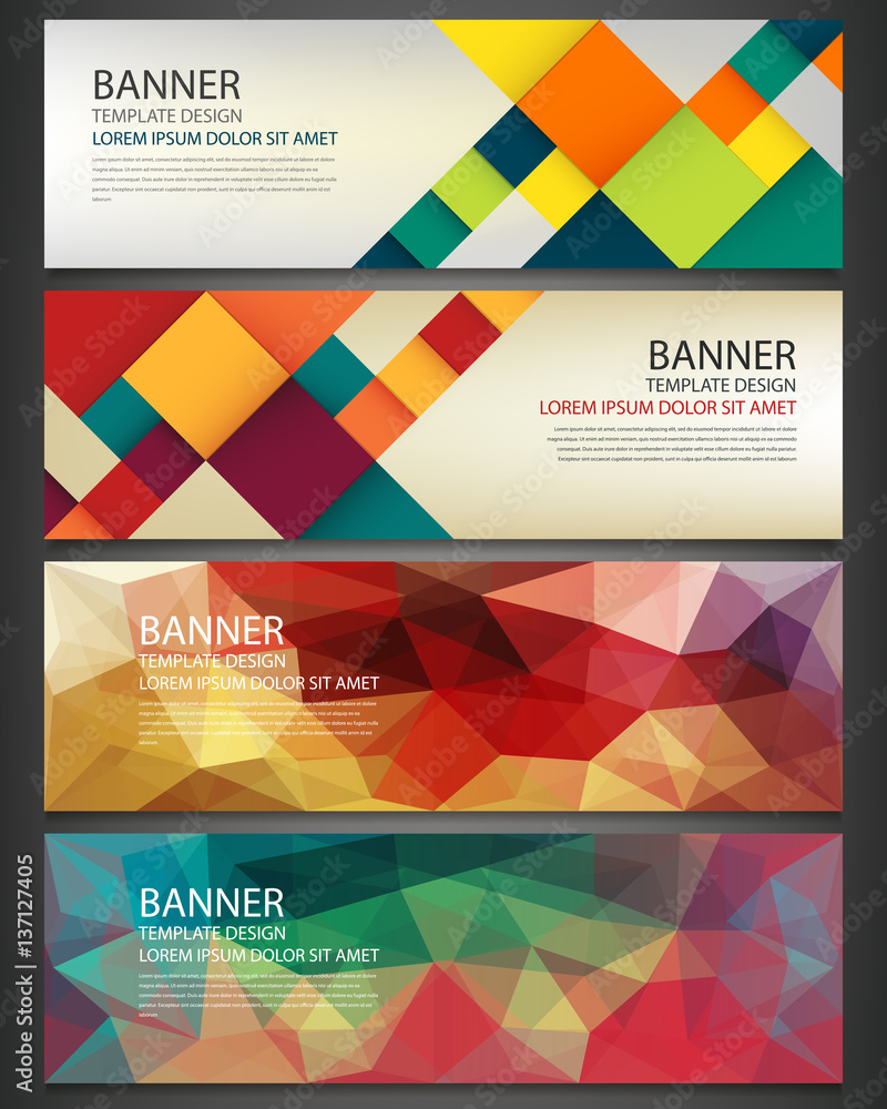 Canvas Prints abstract banners set. polygonal geometric and colorful squares. background with different design ele