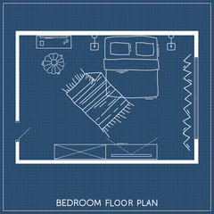 Architectural Plan with furniture in top view