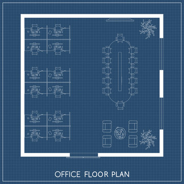 Office interior project top view plan