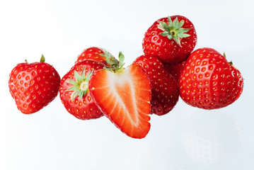 Tasty big ripe strawberry isolated on white background.