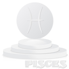 Paper Zodiac sign. Pisces - Astrological and Horoscope symbol on pedestal