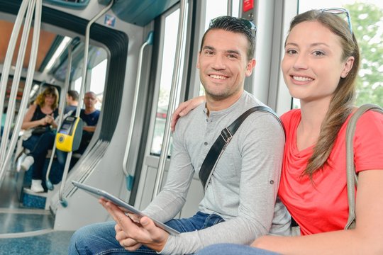 Couple on public transport