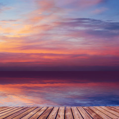 Fototapeta na wymiar Beautiful sunset over sea with reflection in water, majestic clo