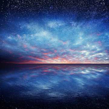 Fantastic Starry Sky Over The Sea. Beauty World.