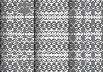 Seamless pattern of the modules. Vector line backgrounds collection. Greeting card and Business card template set. Paper cards with lace pattern. Decorative ornate geometric card for laser cutting.