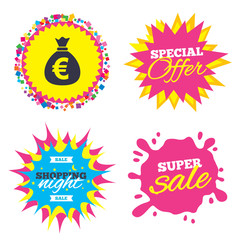 Money bag sign icon. Euro EUR currency.