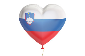 balloon with Slovenia flag in the shape of heart, 3D rendering