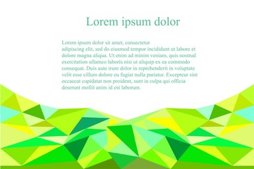 Abstract triangle green, yellow, blue background, Lorem ipsum stock vector illustration