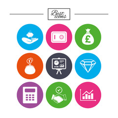 Money, cash and finance icons. Handshake sign.
