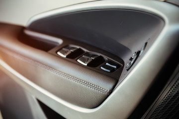 Obraz na płótnie Canvas Modern car interior dashboard and steering wheel