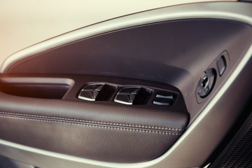 Fototapeta na wymiar Modern car interior dashboard and steering wheel