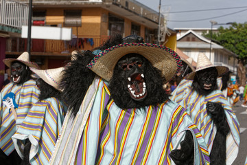 Fototapeta na wymiar Grande gueule de gorille pas méchant au carnaval de Cayenne en Guyane française