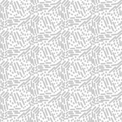 Chaotic grey strokes seamless vector pattern. Slender signs background texture for website substrate.