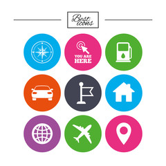 Fototapeta premium Navigation, gps icons. Windrose, compass signs.
