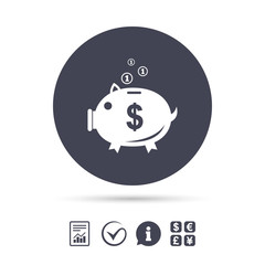 Piggy bank sign icon. Moneybox symbol.