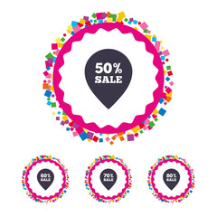 Sale pointer tag icons. Discount symbols.