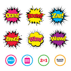 Sale speech bubble icons. Black friday symbol.
