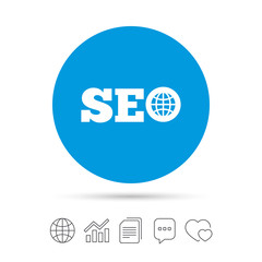 SEO sign icon. Search Engine Optimization symbol.