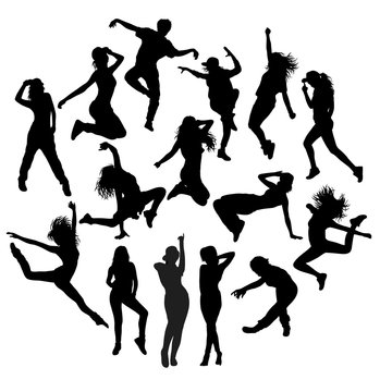 Modern  Dancing Activity Silhouettes, art vector design