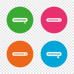Subscribe icons. Membership signs with arrow.