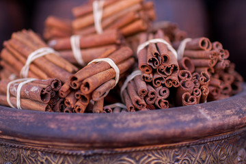 Moroccan cinnamon in the marketplace