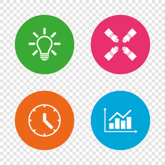 Lamp idea and clock time. Graph chart diagram.