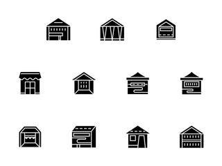 Small retail trade black glyph style vector icons