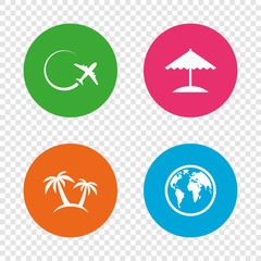 Travel trip icon. Airplane, world globe symbols.