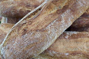 Artisan bread loaves in close up