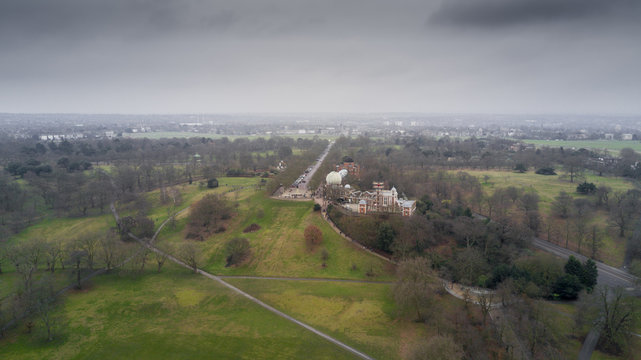 Aerial View Of Greenwich Observatory From Greenwich Park