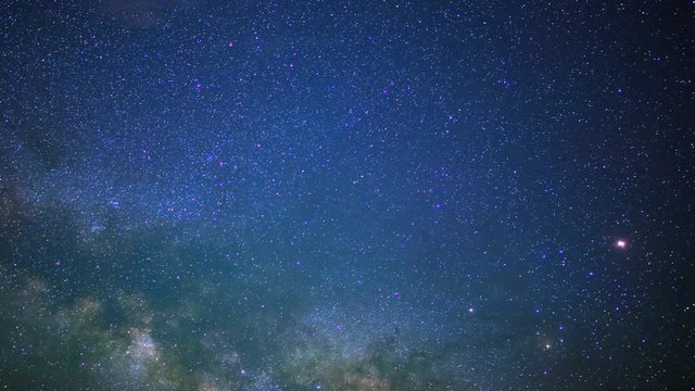Astrophotography Time Lapse of Milky Way Galaxy Rising through Clouds -Zoom In-