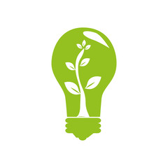 green light bulb with tree plant inside vector illustration