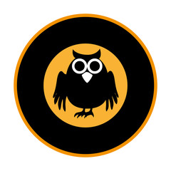circular frame with halloween owl vector illustration