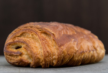 Diagonal View of Chocolate Croissant