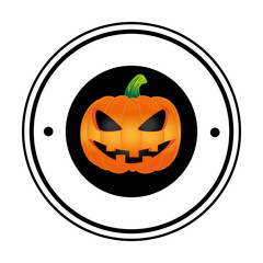 circular frame with halloween pumpkin vector illustration