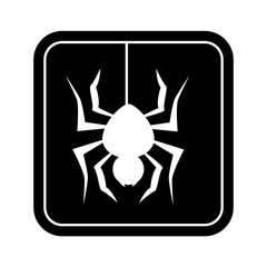 monochrome square silhouette with spider vector illustration