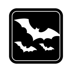 monochrome square silhouette with bats vector illustration