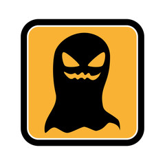 square frame of halloween with ghost vector illustration