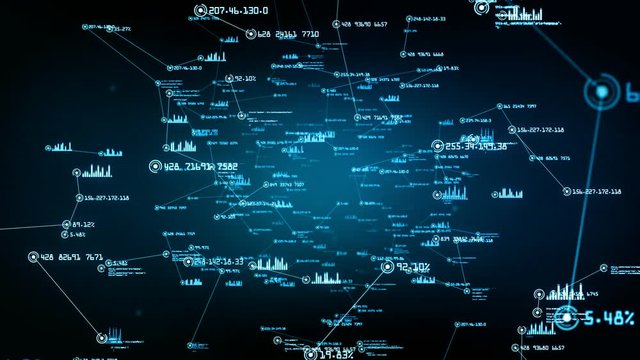 Data And Network Connections. You Can Use It For A Technology, Communication Or Social Media Background. Available In Multiple Versions. Green-Blue Color. Seamless Loop. 4K