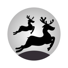 sphere with monochrome reindeer jumping vector illustration