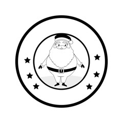 Fototapeta premium circular emblem with monochrome santa claus vector illustration