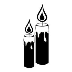 monochrome silhouette with pair of candles vector illustration