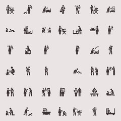 Vector stick figure children and family