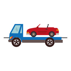 color silhouette with tow truck vector illustration