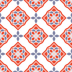 Portuguese azulejo tiles. Red and white gorgeous seamless patterns. For scrapbooking, wallpaper, cases for smartphones, web background, print, surface texture, pillows, towels, linens bags T-shirts