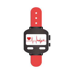 colorful watch with screen Heartbeat monitoring vector illustration