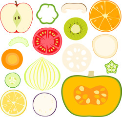 野菜と果物の断面